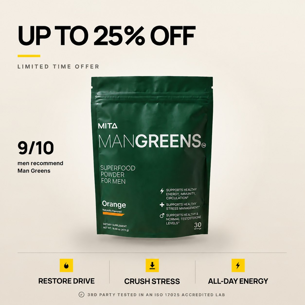 Man Greens, up to 25% off