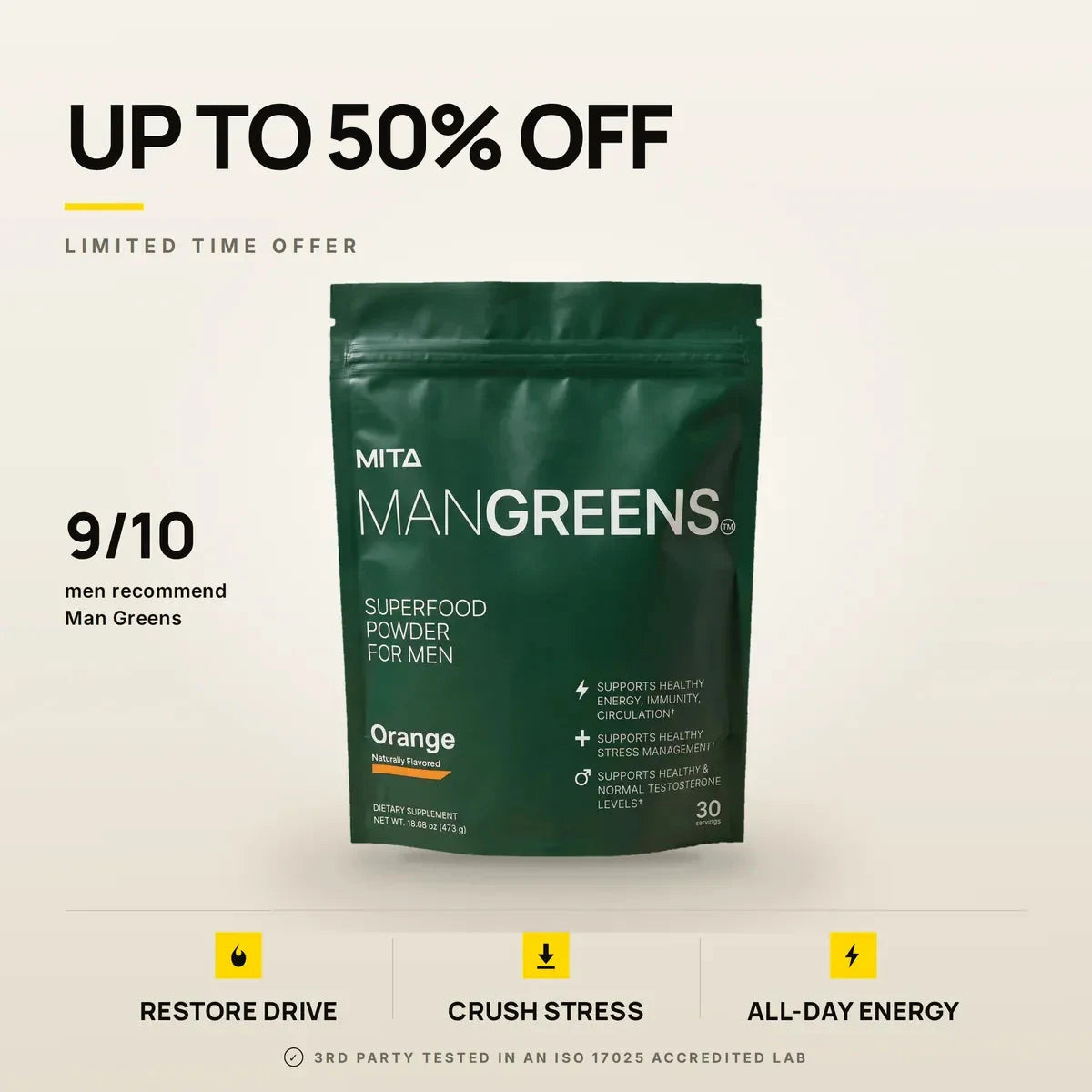 Man Greens, up to 50% off