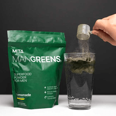 Mixing Man Greens: scoop into water as shown on official MITA Nutra page